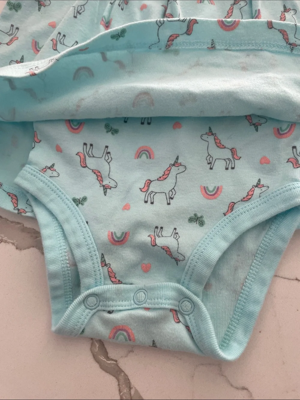 Unicorn Print Baby Dress Bodysuit